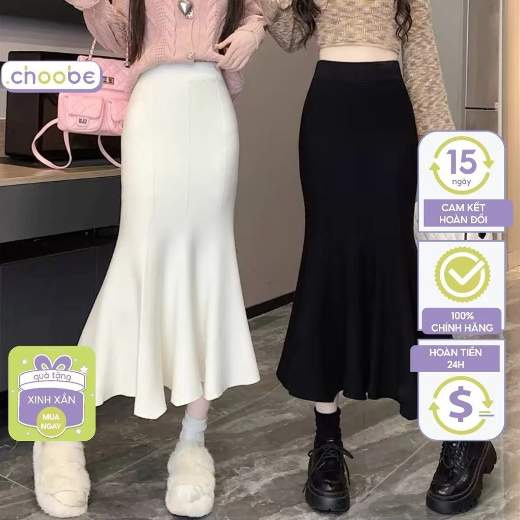 Chân váy Đuôi cá len lông dáng dài skirt kiểu xoè tà bồng bềnh nữ